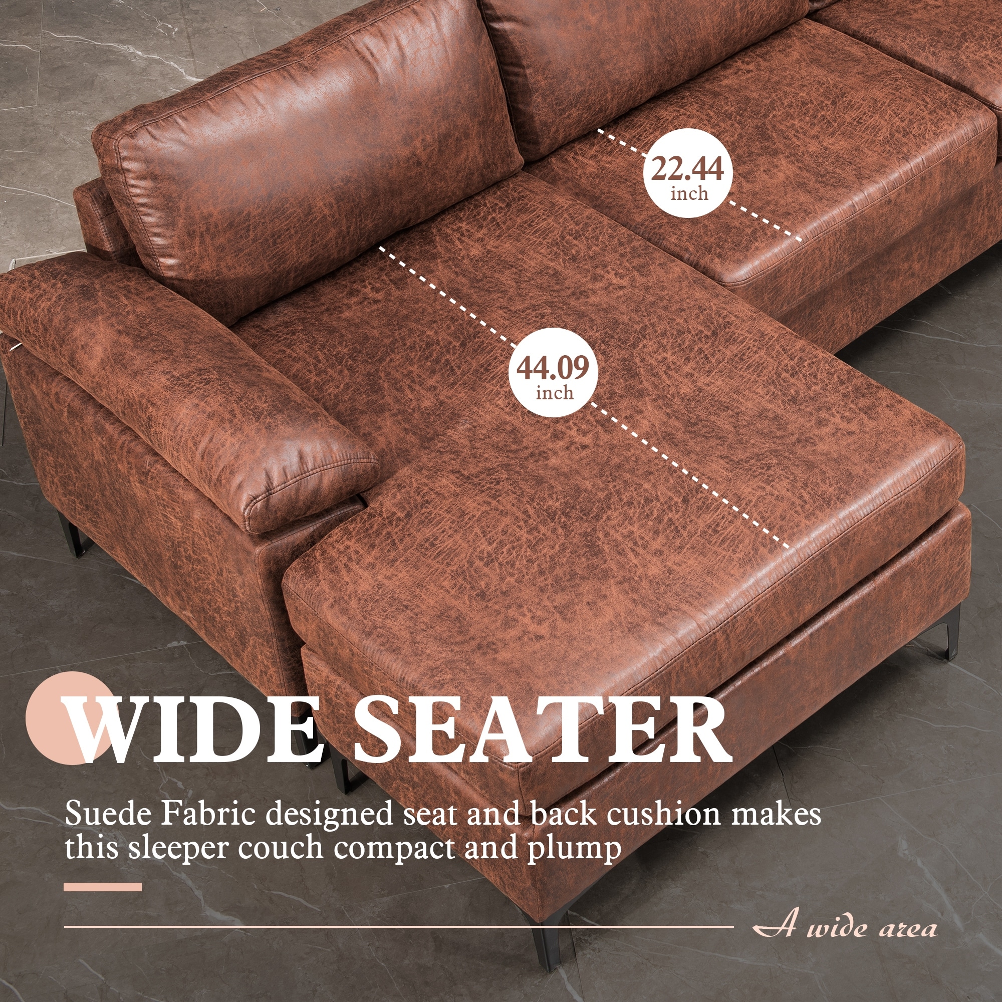 いいネット通販 - 全国送料無料でお届けします OVIOS Mid-Century Metal With Sofa Chaise Reversible Suede 水着・ラッシュガード