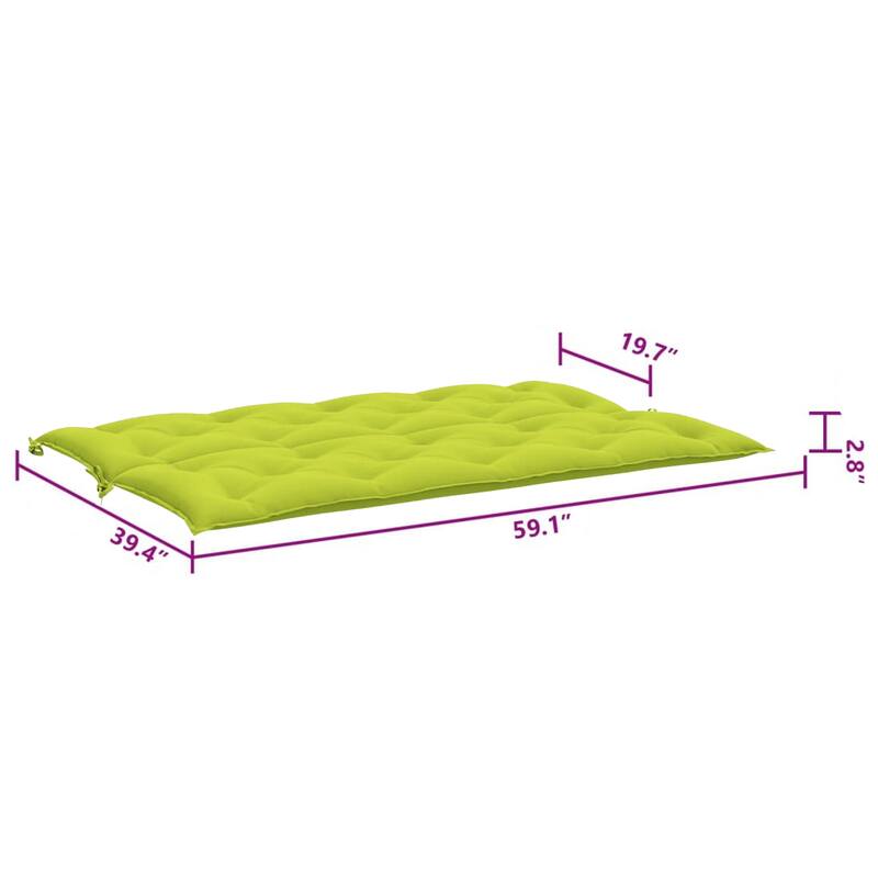 Claire 2pc Outdoor Cushion for Bench, Tufted Green Oxford Fabric