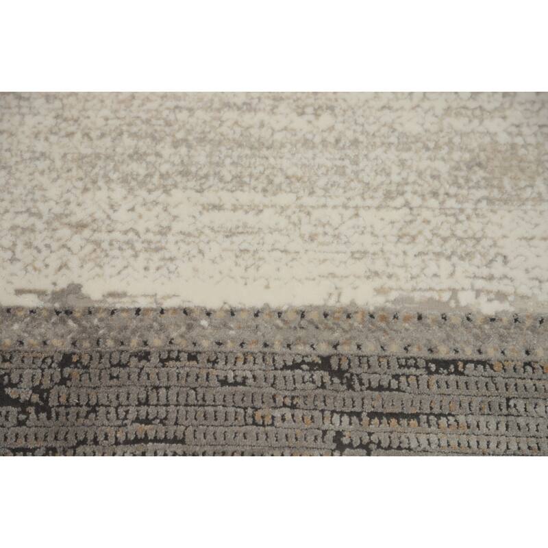 Machine Made Oriental Polyester Carpet Modern Geometric Beige & Ivories Modern Area Rug - 7' 5'' X 5' 2''