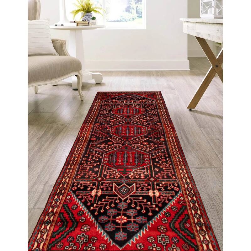 ECARPETGALLERY Hand-knotted Andelz Navy Wool Rug - 3'10 x 10'1