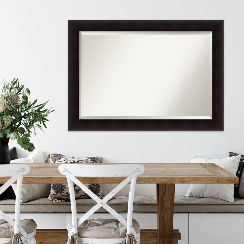 Beveled Wood Wall Mirror - Portico Espresso Frame