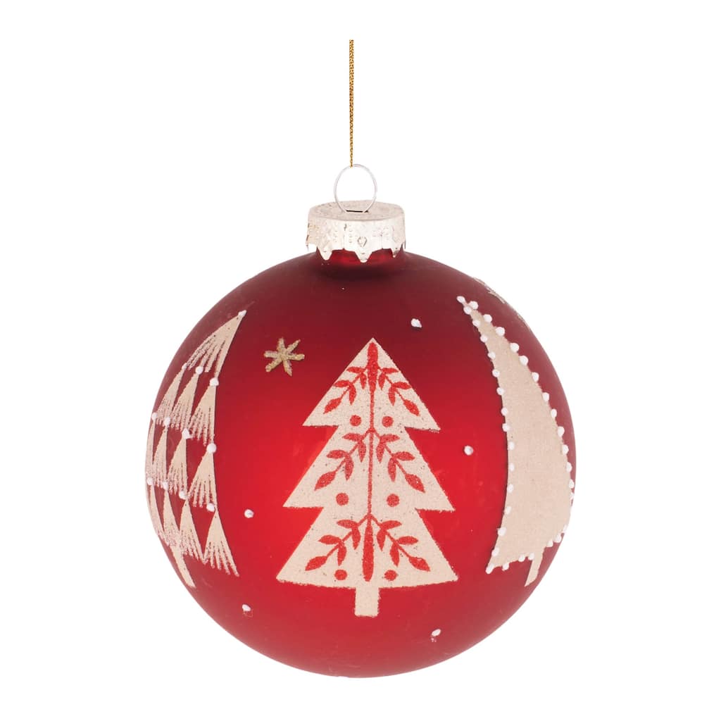 Beaded Pine Tree Ball Ornament (Set of 6) - N/A