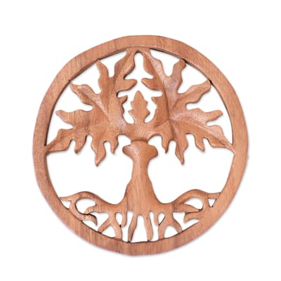 Novica Handmade Paradise Forest Wood Relief Panel