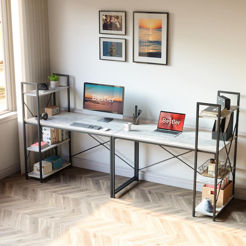 Computer Desk Home Office Computer Desk with 4 Shelves & Hooks