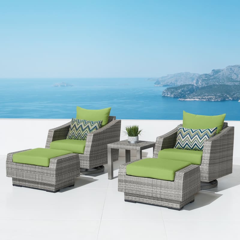 Cannes 5 Piece Aluminum Outdoor Motion Club & Ottoman Set