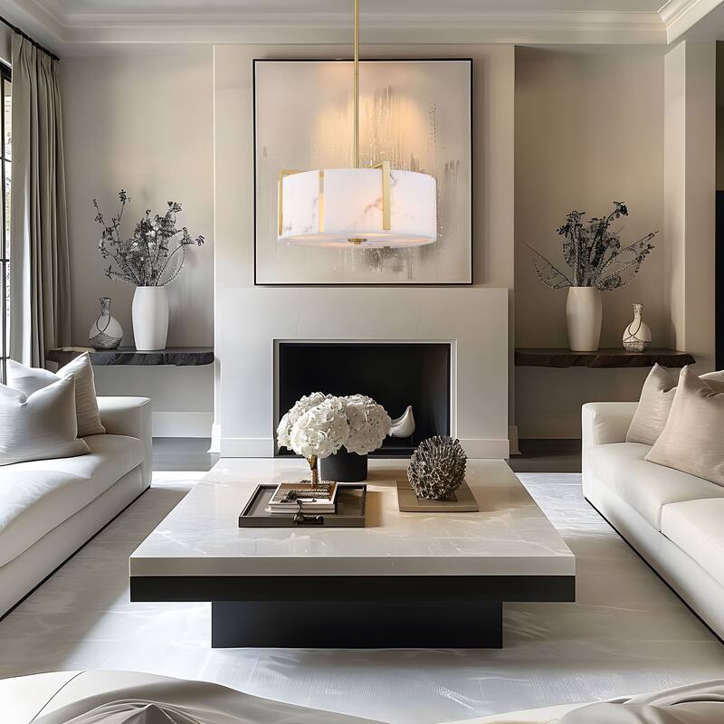 Starsky 4-Light Natural Alabaster Drum Chandelier