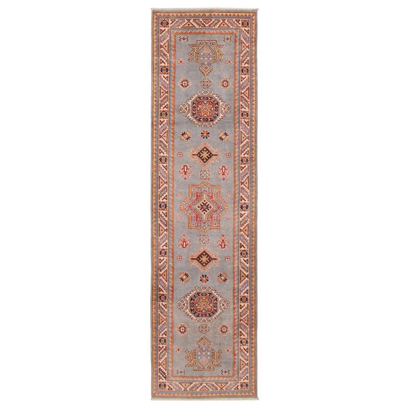 ECARPETGALLERY Hand-knotted Uzbek Ghazni Grey Wool Rug - 2'8 x 9'7 - Grey - 2'8 x 9'7
