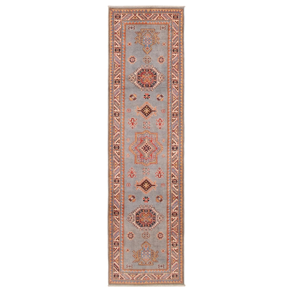 ECARPETGALLERY Hand-knotted Uzbek Ghazni Grey Wool Rug - 2'8 x 9'7
