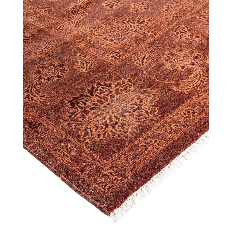 Ikat One-of-a-Kind Handmade Area Rug - Brown, 8' 2" x 10' 2" - 8' 2" x 10' 2"