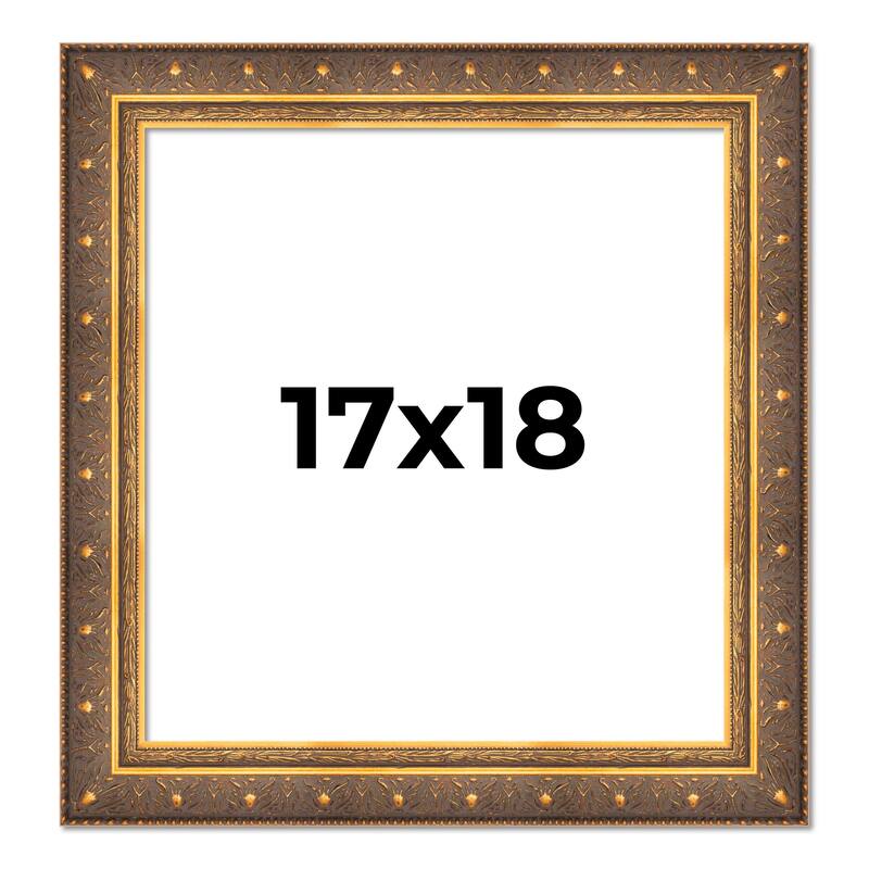 17x18 Frame Vintage Gold Solid Wood Picture Frame | 2.5 Inch Moulding