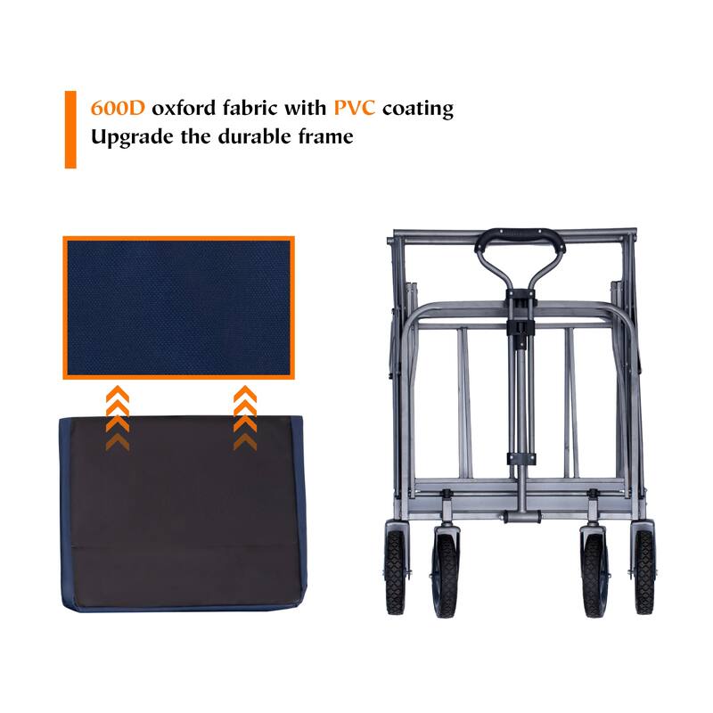 Collapsible Outdoor Wagon - 150 lb Load, Durable 600D Fabric, Easy Setup, Ideal for Sports, Groceries, and Park Trips - Steel