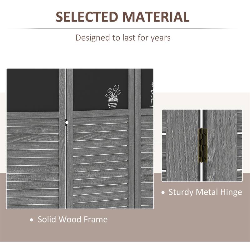 4-Panel Folding Room Divider with Blackboard