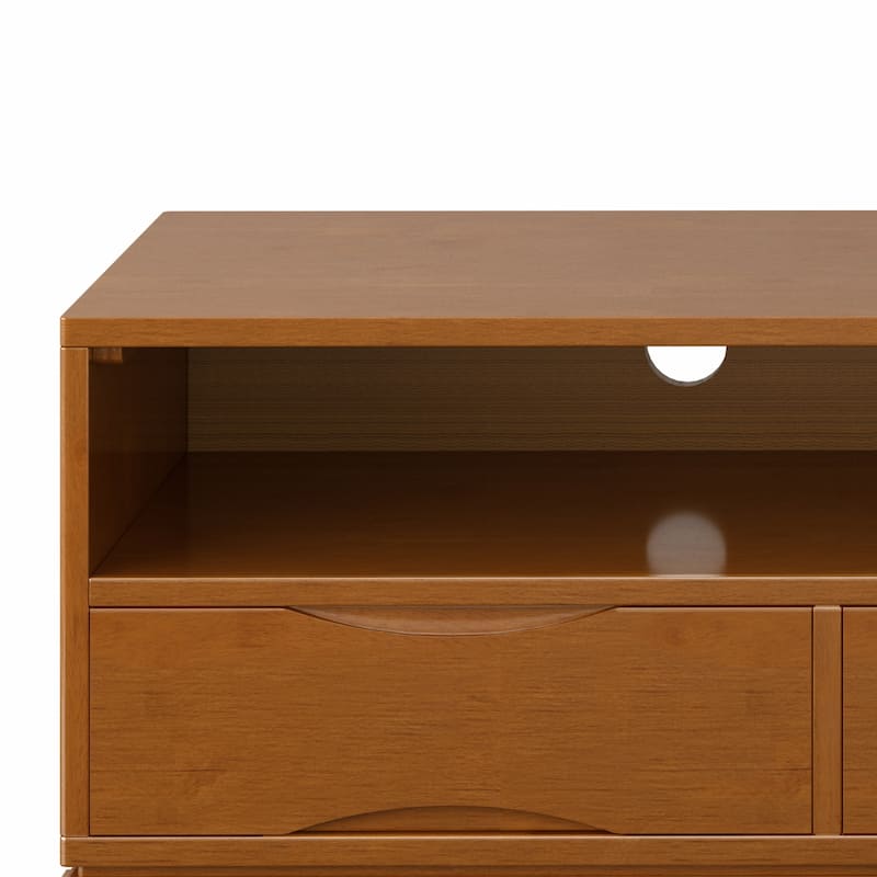 WYNDENHALL Pearson SOLID HARDWOOD 60 inch Wide Mid Century Modern TV Media Stand For TVs upto 65 inches - 60"w x 19"d x 22" h