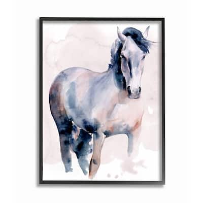 Stupell Americana Horse Figure Southwestern Watercolor Framed Wall Art - Blue