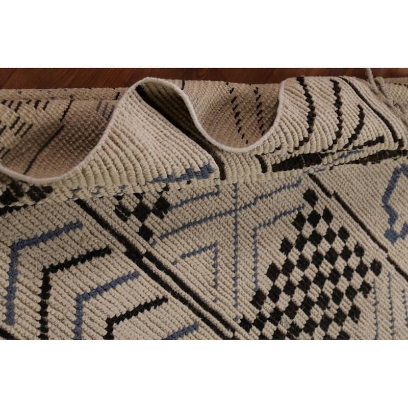 Geometric Trellis Moroccan Area Rug Handmade Wool Carpet - 9'0"x 12'5"