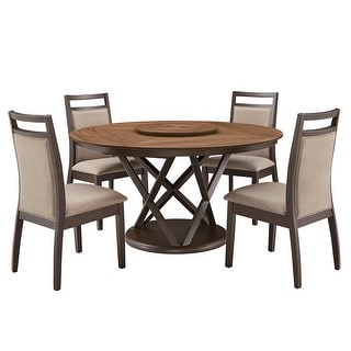 iNSPIRE Q Priya Two-Tone 5-Piece Dining Set with Lazy Susan Turntable