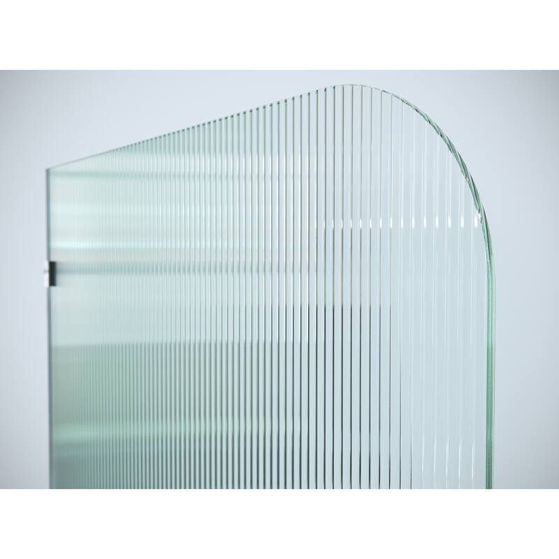 Glass Warehouse 30" x 78" Frameless Shower Door - Single Fixed Panel Fluted Frosted Radius