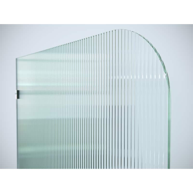 Glass Warehouse 38" x 78" Frameless Shower Door - Single Fixed Panel Fluted Frosted Radius