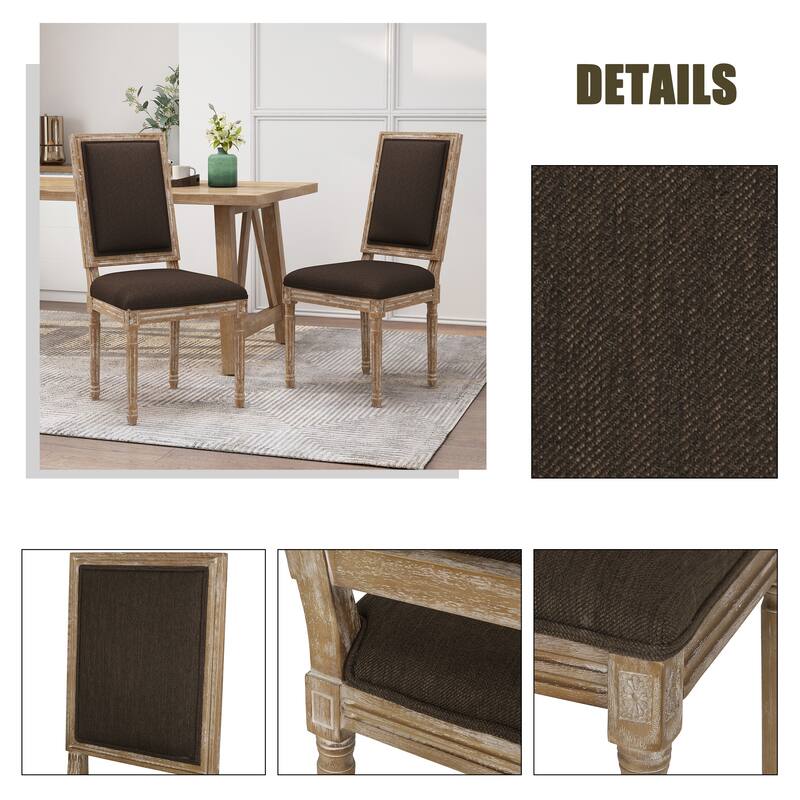 Dining chairs Elegantly Upholstered Seats and Slender Fluted Legs Set of 2
