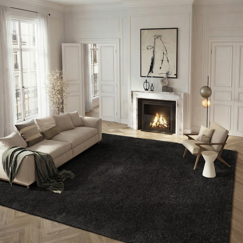 SAFAVIEH Handmade Ryann Shag Anneclaar Solid Polyester Rug