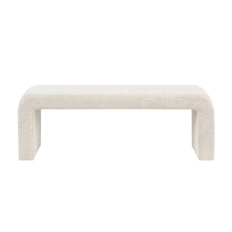 Boucle Waterfall Bench Beige 42"W