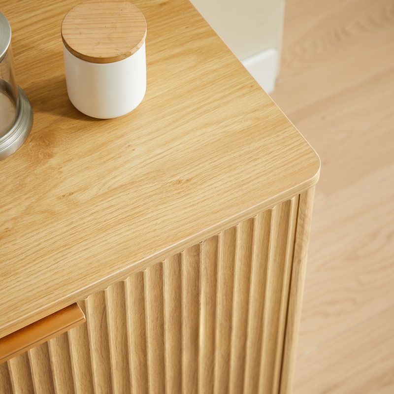 67 Inch Modern Wavy Sideboard Cabinet, 6 Door Curved Storage Console with Wood Grain Top for Living Room