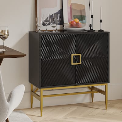 Uirich 34'' Tall 2 - Door Modern Accent Cabinet with Adjustable Shelves by HULALA HOME