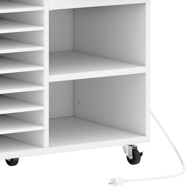 Moasis Craft Organizer Storage Cart with Power Outlet And Adjustable Shelves