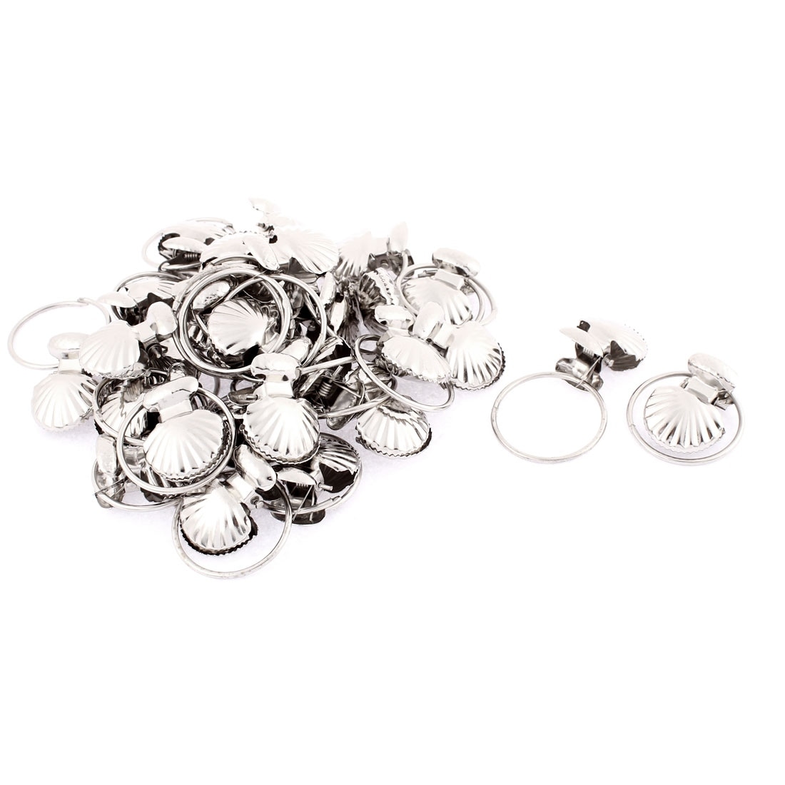 30Pcs Stainless Steel Curtain Clips Metal Hanging Rod Hooks Window Shower Rings 