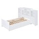 preview thumbnail 3 of 10, White Wood Twin Platform Bed wAll-in-One Cabinet, Shelf, 8 Side Drawers