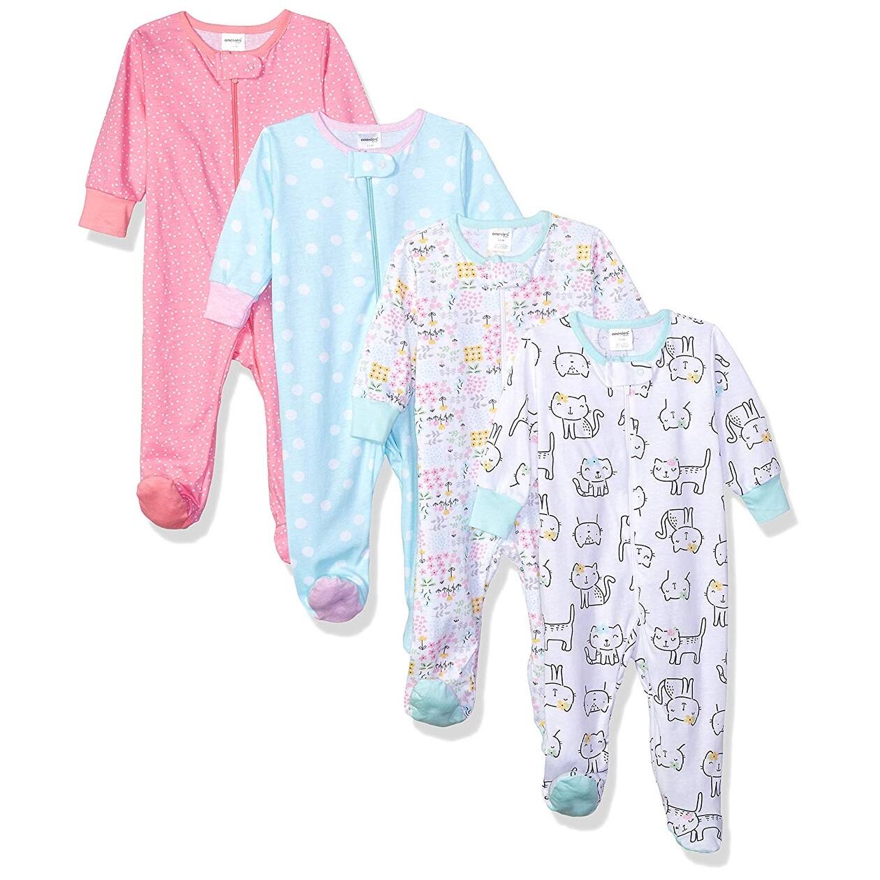 Shop Onesies Brand Baby Girls 4 Pack Sleep N Play Cats 3 6
