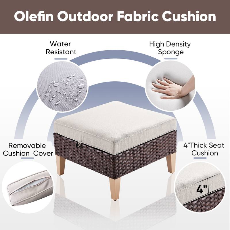 Gymojoy 3 Piece Patio Loveseat Sofa with Ottoman
