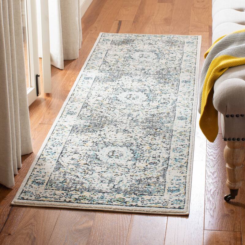 SAFAVIEH Evoke Annabel Vintage Shabby Chic Oriental Rug - 2'2" x 9' Runner - Grey/Gold