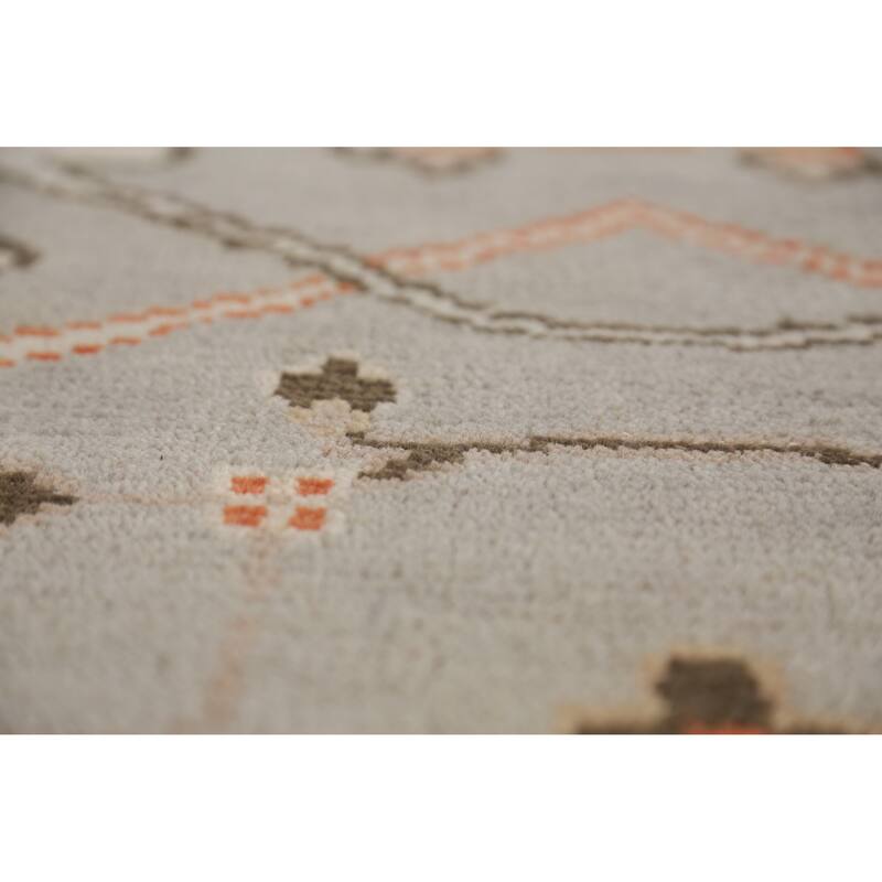 Oushak Indian Area Rug Hand-Knotted Oriental Grey Wool Carpet - 8'1" x 9'10"