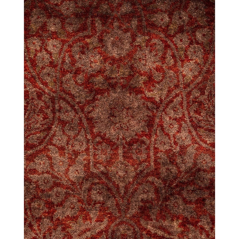 Overton Hand Knotted Wool Vintage Inspired Modern Contemporary Overdyed Brown Area Rug - 4' 1" x 6' 3"