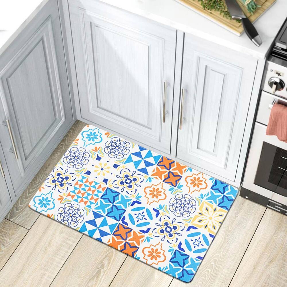 World Rug Gallery Geometric Tile Anti-Fatigue Standing Mat