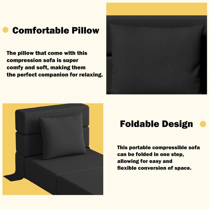 Corduroy Compression Convertible Folding Sectional Sofas (Set of 4)