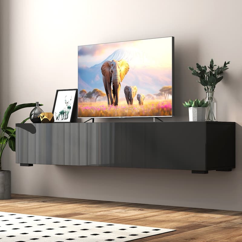 Modern Entertainment Center with Storage Media Console for Living Room