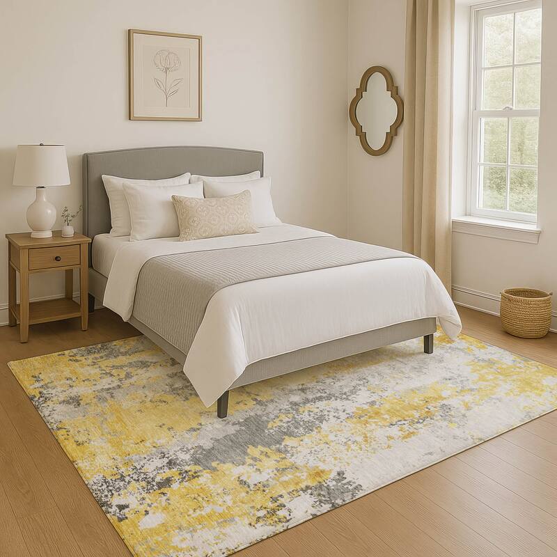 Premium Washable Super Soft Contemporary Mayfield Rug - Yellow - 3' x 5'