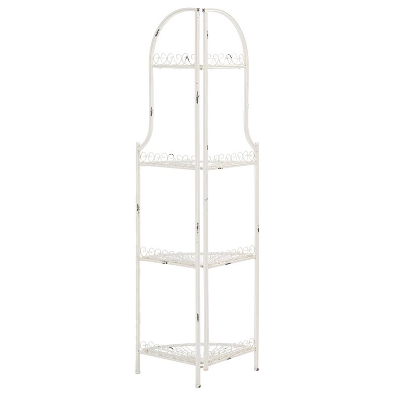 SAFAVIEH Shyla Victorian Wrought Iron 4-Tier Outdoor Corner Shelf - 14 In. W x 14 In. D x 60 In. H - 14Wx14Dx60H