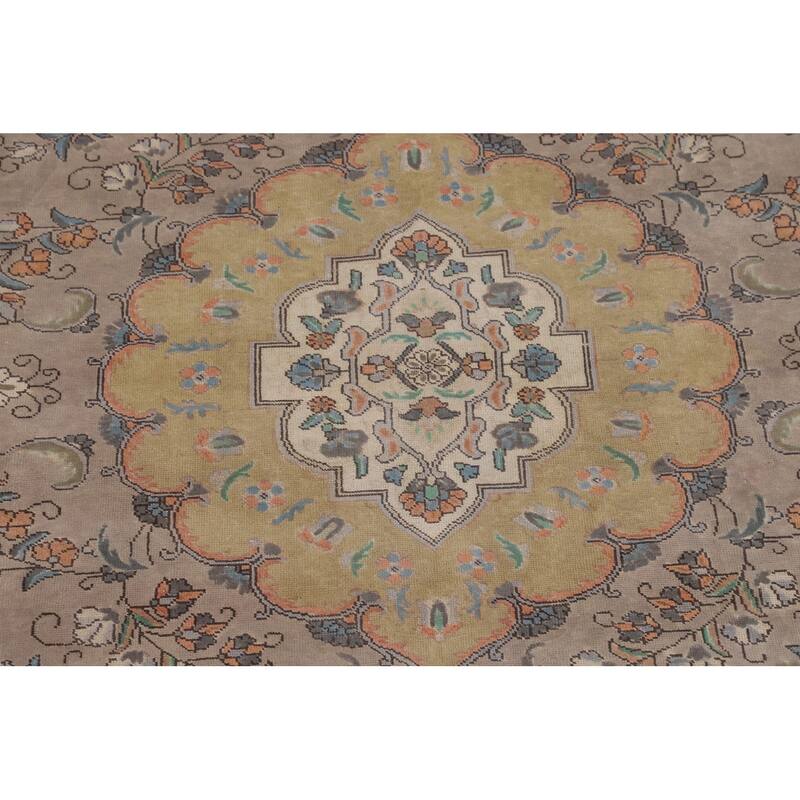 Over-Dyed Tabriz Persian Vintage Area Rug Hand-Knotted Wool Carpet - 9'7" x 12'3"