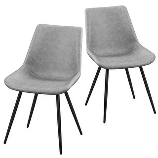 Yaheetech 2PCS Faux Leather Dining Chairs with Metal Legs for Kitchen ...