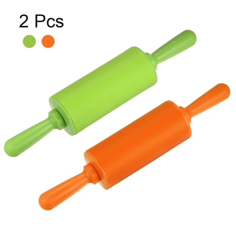 Silicone Rolling Pins for Baking 23.5cm x 4.2cm Orange & Green - Orange & Green