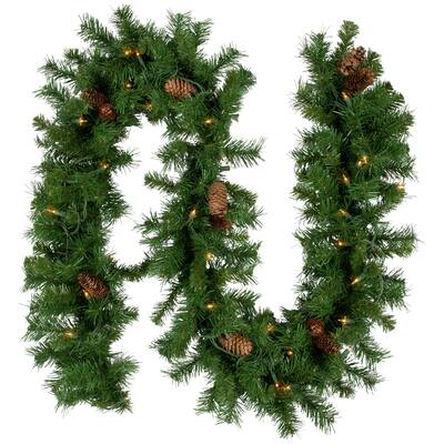 9'x12" Dakota Red Pine Artificial Christmas Garl Clear Dura-Lit Lights