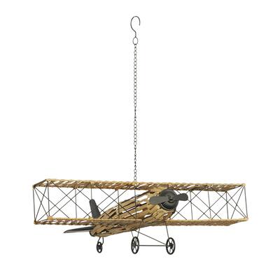 Metal Airplane Handmade Sculpture - Brown - Roche River Decor
