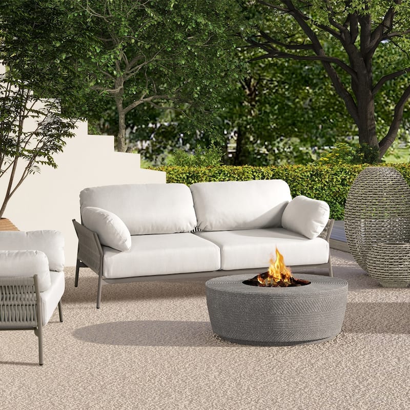 Jasper 73" Wicker Outdoor Patio Sofa with Cushions