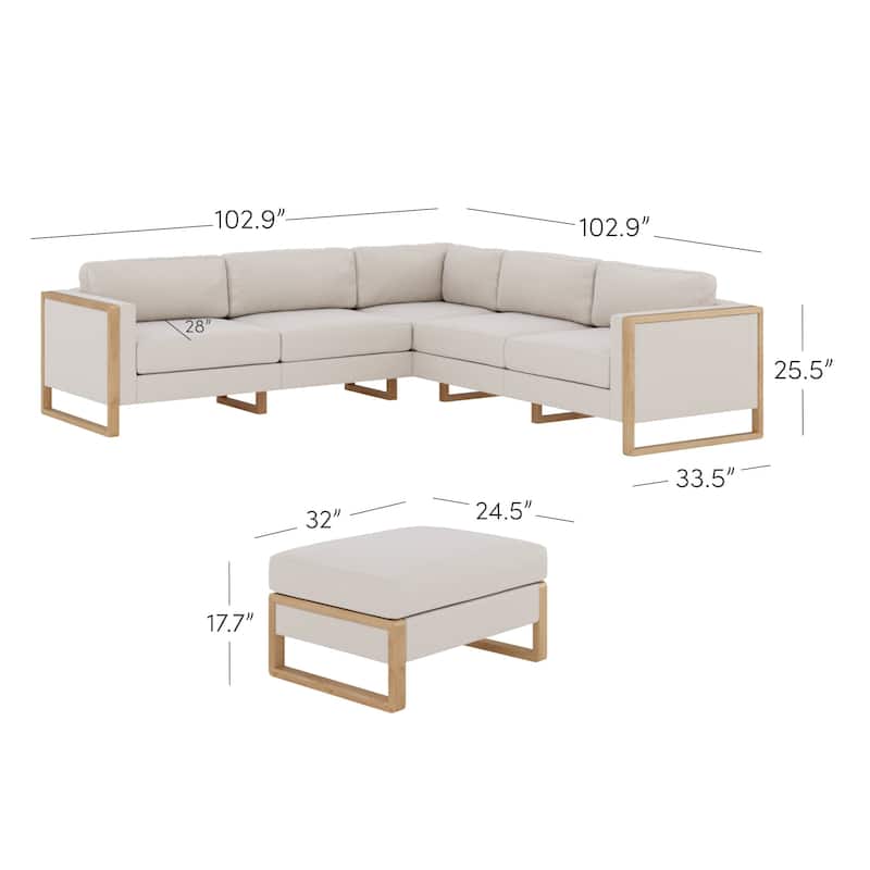 Madison Modern Upholstered Modular Sofa or Couch for Living Room with Solid Wood Legs