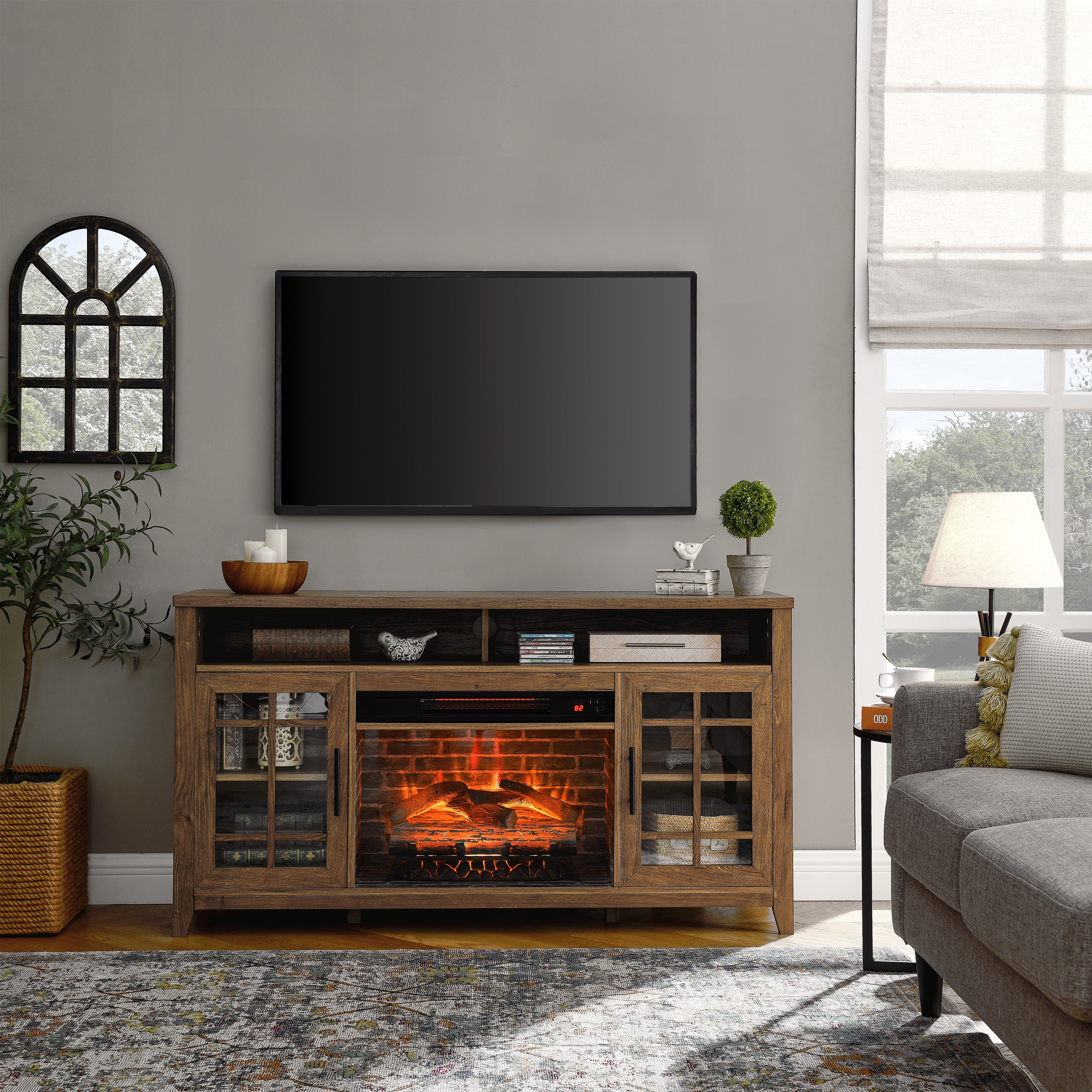 Entertainment center with fireplace 55 inch tv discount