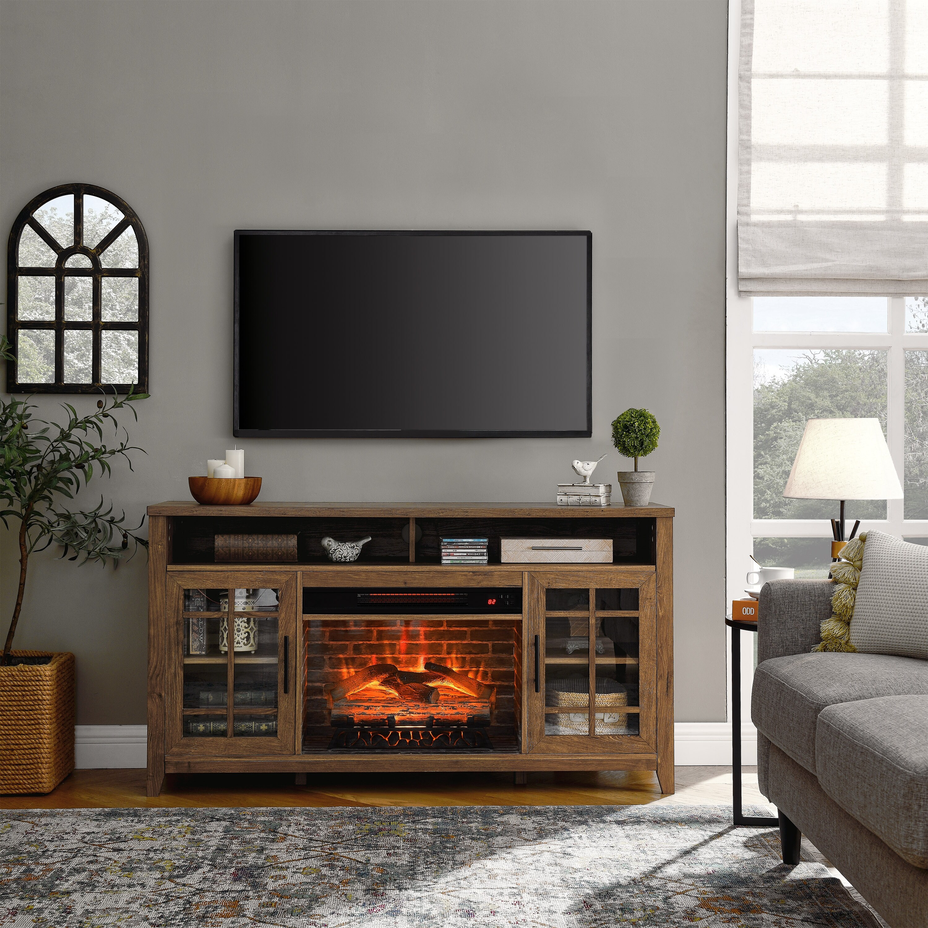Tv stand with fireplace 55 inch discount