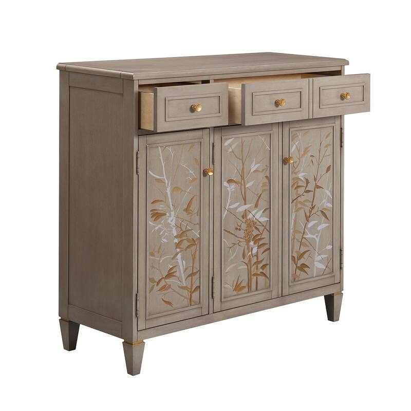 Dauphin Cashmere Grey Wood Hand Painted Entryway Storage Cabinet